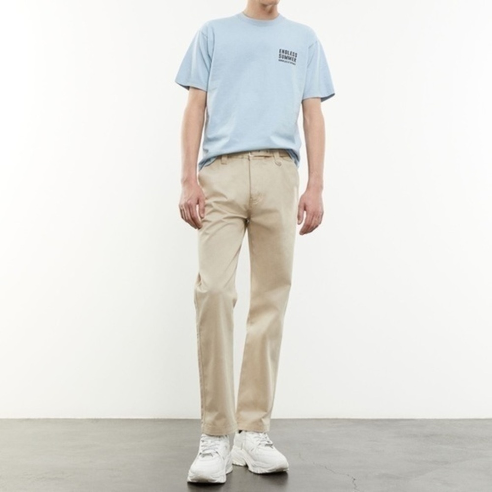 The Kooples BEIGE COTTON PANTS WITH INTEGRATED BELT